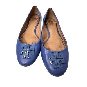 Tory Burch Royal Blue Flats with Logo Accent
